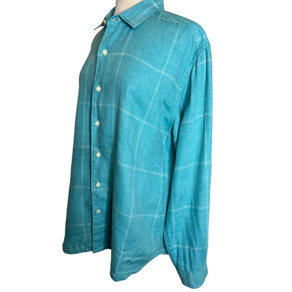 Tommy Bahamas relax men’s large button front shirt long sleeve collar blue and w - Picture 2 of 16